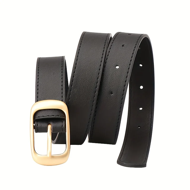 1pcs Women's Belt Fashion Classic Buckle PU Leather Belt Versatile Casual Golden Needle Buckle - Pair with Jeans, Pants, Dress