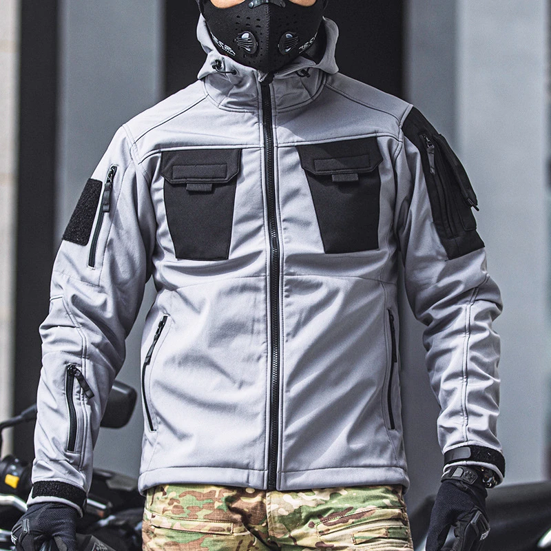 

Men's Military Tactical Jacket Outdoor Mountaineering Wear-Resistant Windproof Coat Men's Multi-pocket Strap Stand Collar Coats