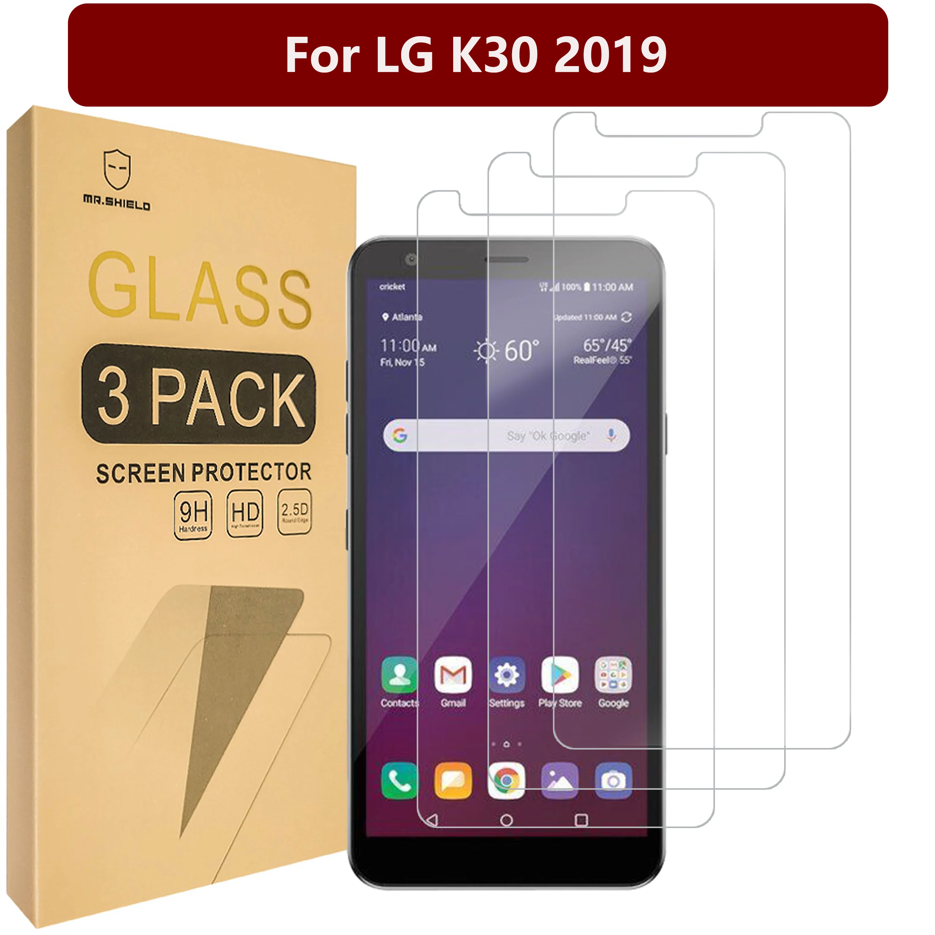 

Mr.Shield [3-PACK] Designed For LG K30 2019 [Tempered Glass] Screen Protector [Japan Glass With 9H Hardness]
