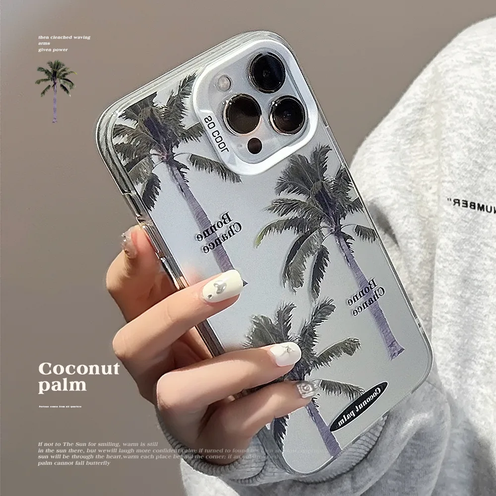 Ins Wind Coconut Tree Trend Shell Per Iphone 11 12 Promax 15 Plus 14 13 Pro Max Cover Posteriore Antiurto Opaca Per Telefono