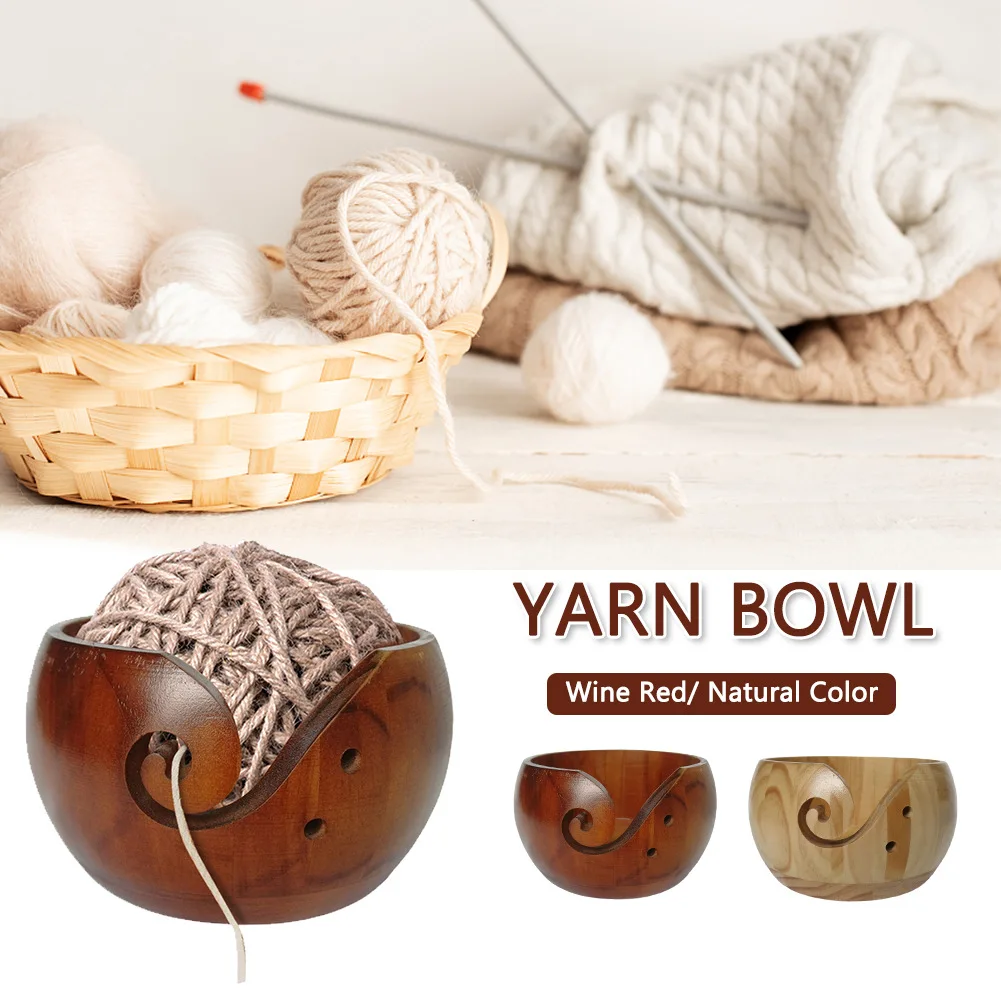 Yarn Bowl Wooden Non-Slip Holder Skeins Knitting Crochet Storage Home  Supplies