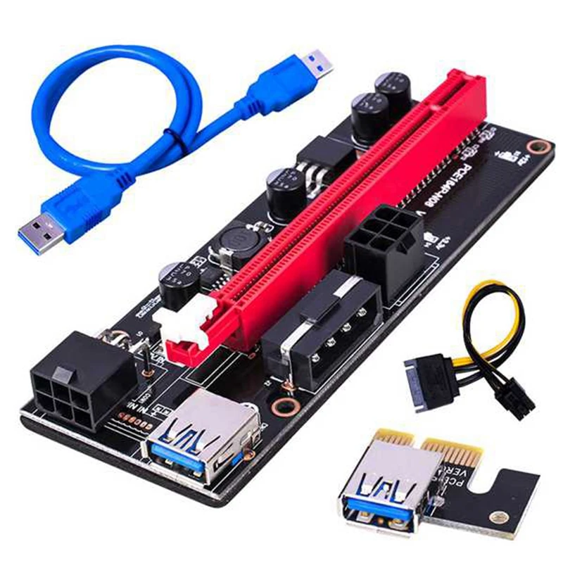 

10Pcs Pci-E Riser Board 1X Om 16X Gpu Extender Riser Card Pci-E USB 3.0 Gpu Adapter Met 6Pin Interface