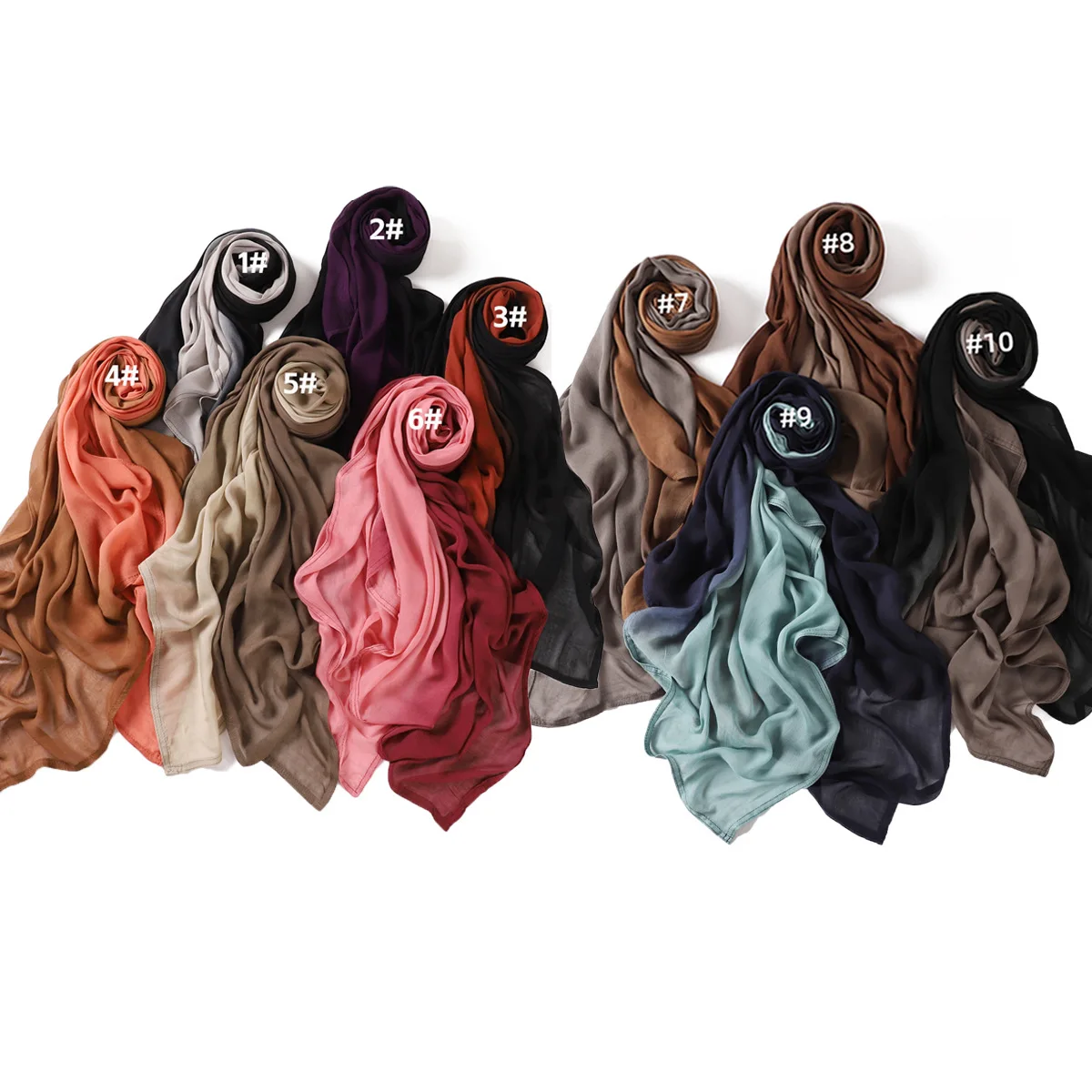 Ramanda Bambus Modal Rayon Hijabs für Frauen Lady Double Stitching Schal Schals Musulman Gradient Kopftuch Islamischer Turban – Detail 1