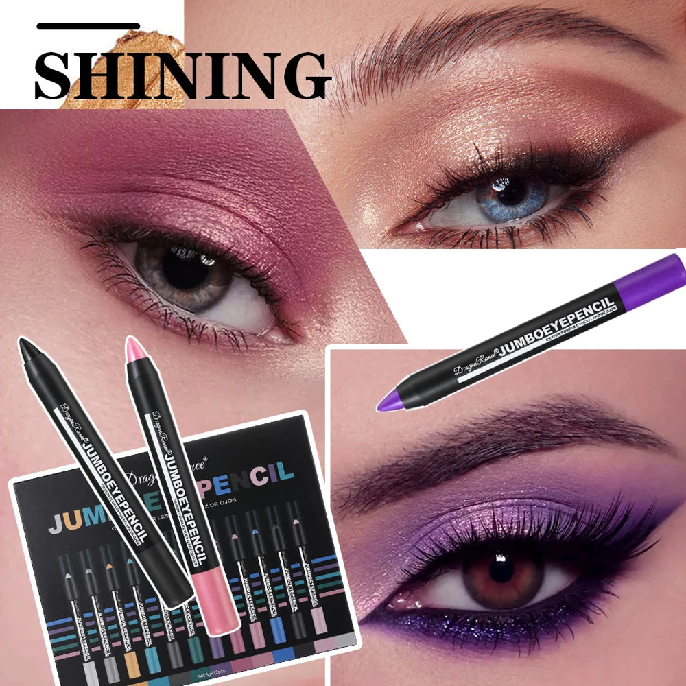 Eye Makeup Set Makeup Kit Eyeshadow Palette 12Pcs Highlighter Eyeshadow Pencil Set Waterproof Glitter Eye Shadow Lying Silkworm Makeup Pigment Cosmetics White Eyeliner Pen