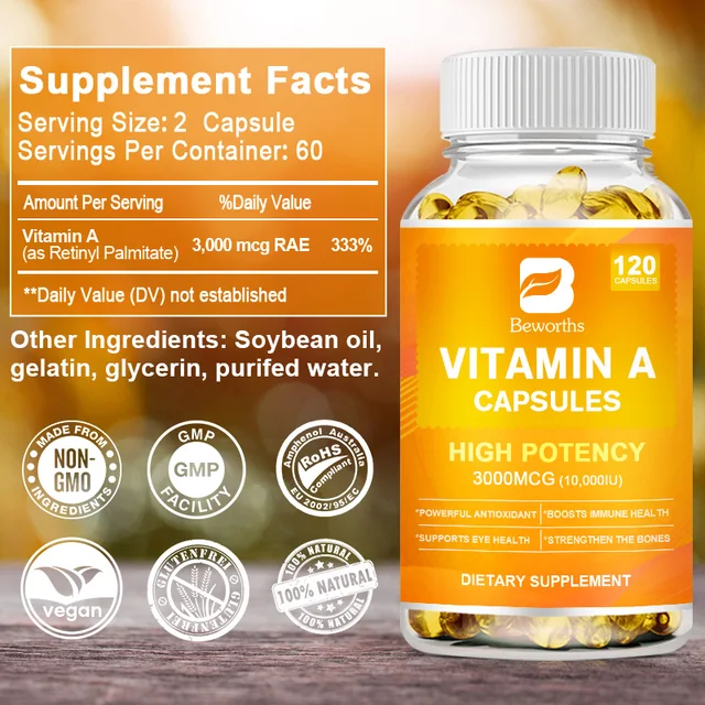 1723-2de615.jpg BEWORTHS Vitamin A Capsules Effectively Antioxidant Skin Care Enhances Immunity and Supports Eye and Bone Health