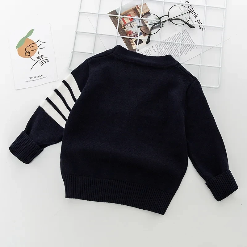 아동용 줄무늬 순면 가디건 코트, 긴팔 V넥 니트 sweater1-7Y, 한국 스웨터, 남아 용수철 가을