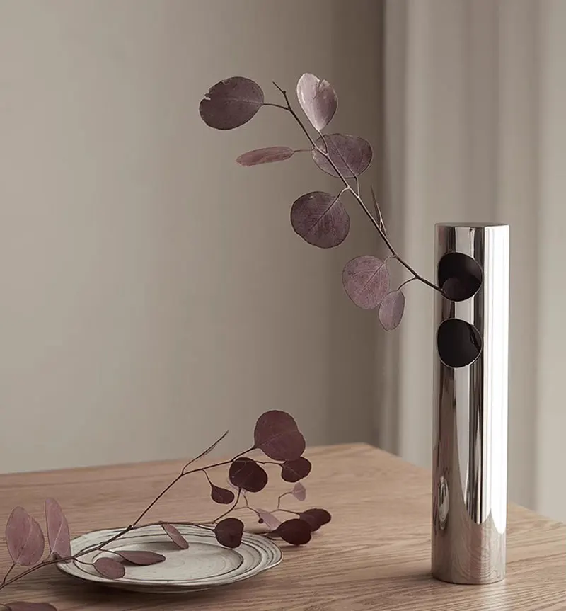 Flower Vase Decorative Centerpiece For Home or Wedding SUS304 Stainless Steel, 9" Tall (Silver) 4