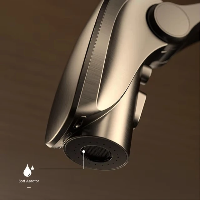 AITANA ปืนสีเทาทองเหลืองหรูหราจอแสดงผล LED ก๊อกน้ําห้องครัว,Touchless Sensor, ดึงออก 3 ฟังก์ชั่นสเปรย์น้ํา-Saving Sink Mixer 6