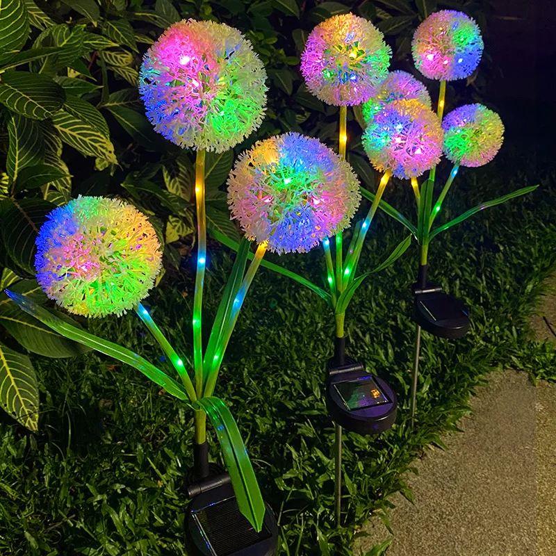 

LED Solar Lights Outdoor Garden Decorative Artificial Flower 3 Heads Dandelion Solar Lamp Outdoor Lighting Yard Wedding Decor