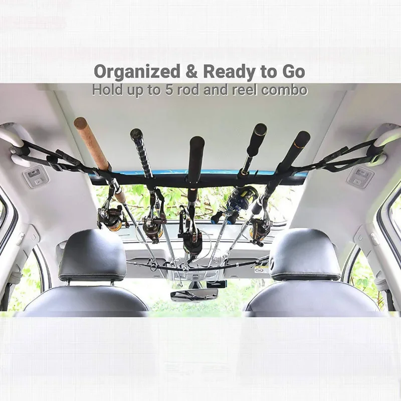 Adjustable Magic Tape Fishing Rod Strap for Car SUV MVP RV Vehicle Interior Fishing Rod Holder Secure Strap Male Female Children