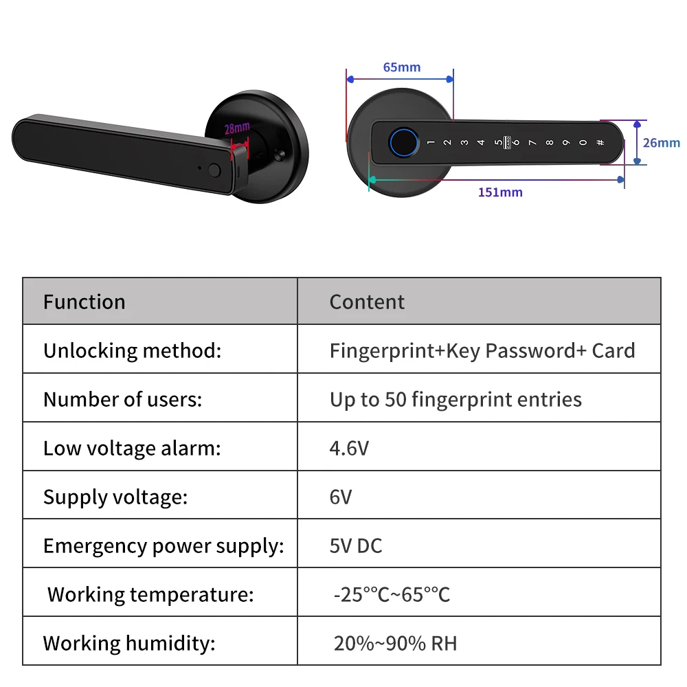 Bluetooth Smart Handle Lock,Tuya Fingerprint Door Lock Home Security Lock.