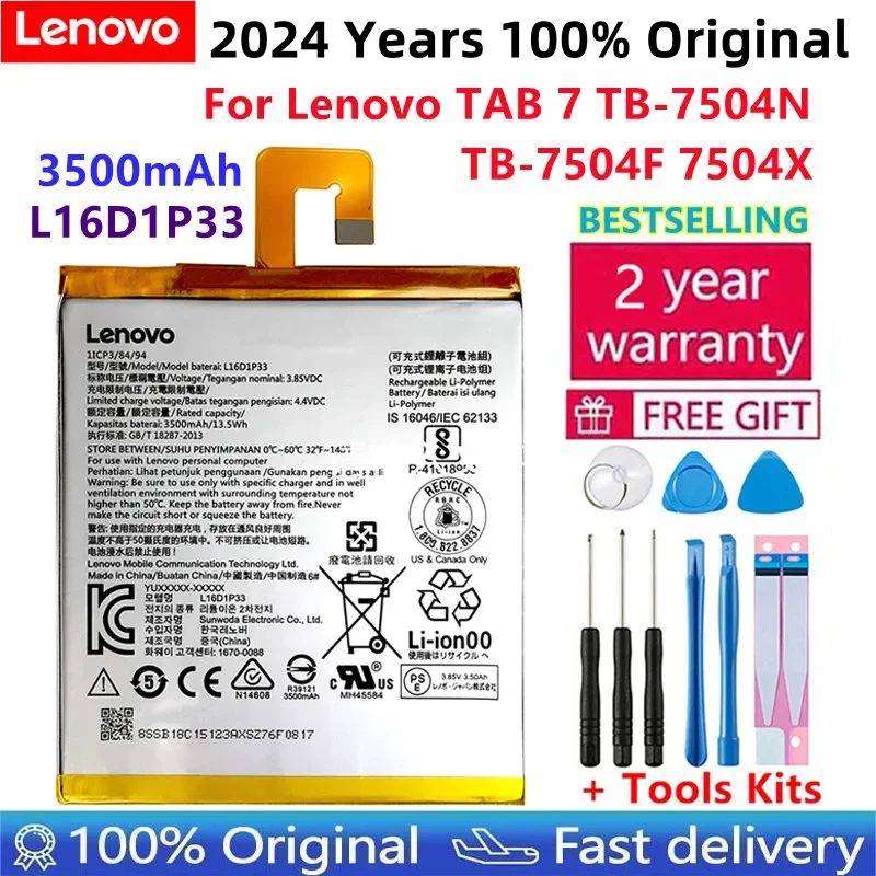 

100% Original NEW High Quality 3500mAh L16D1P33 Battery For Lenovo TAB 7 TB-7504N TB-7504F 7504X Batteries+ Tools