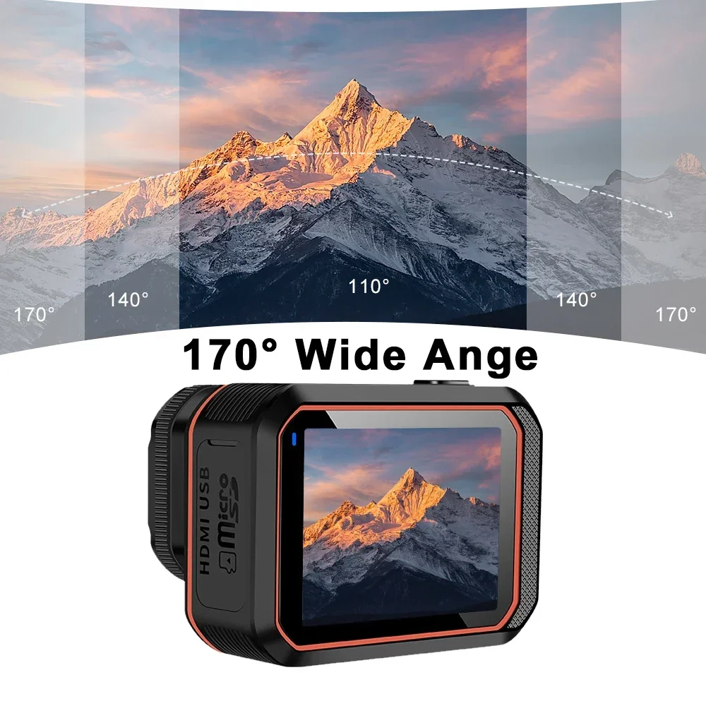 4K 60FPS Wifi Sport Camera with Remote Control Screen Waterproof HD Action Camcorder Drive Recorder Bicycle Video Camera Helmet 4