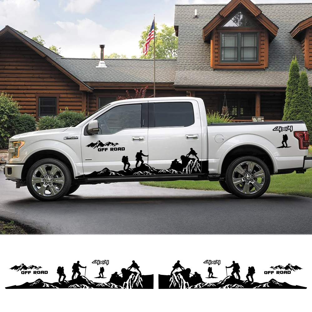 

Car Stickers Body Side Decals Car Accessories Pickup Truck 4X4 Off Road Mountain Vinyl Film For Ford Ranger Raptor F150 F-150