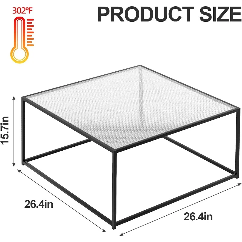 Glass Coffee Table Modern Center Table,Minimalist Coffee Table Sofa Side Tea Table for Living Room,Tempered Glass-top 2