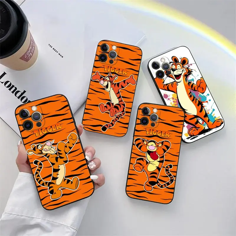 

Tigger Cartoon Winnies The Pooh Phone Case for iPhone 11 15 Pro Max Case Coque 14 Plus 13 Pro 12 11 X S XR 7 8 SE TPU Soft Cover