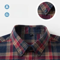 Chemise en flanelle 100% coton pour hommes, veste décontractée à carreaux, Anti-rides, multicolore de qualité dorée, coton à fibres longues M-4XL 2