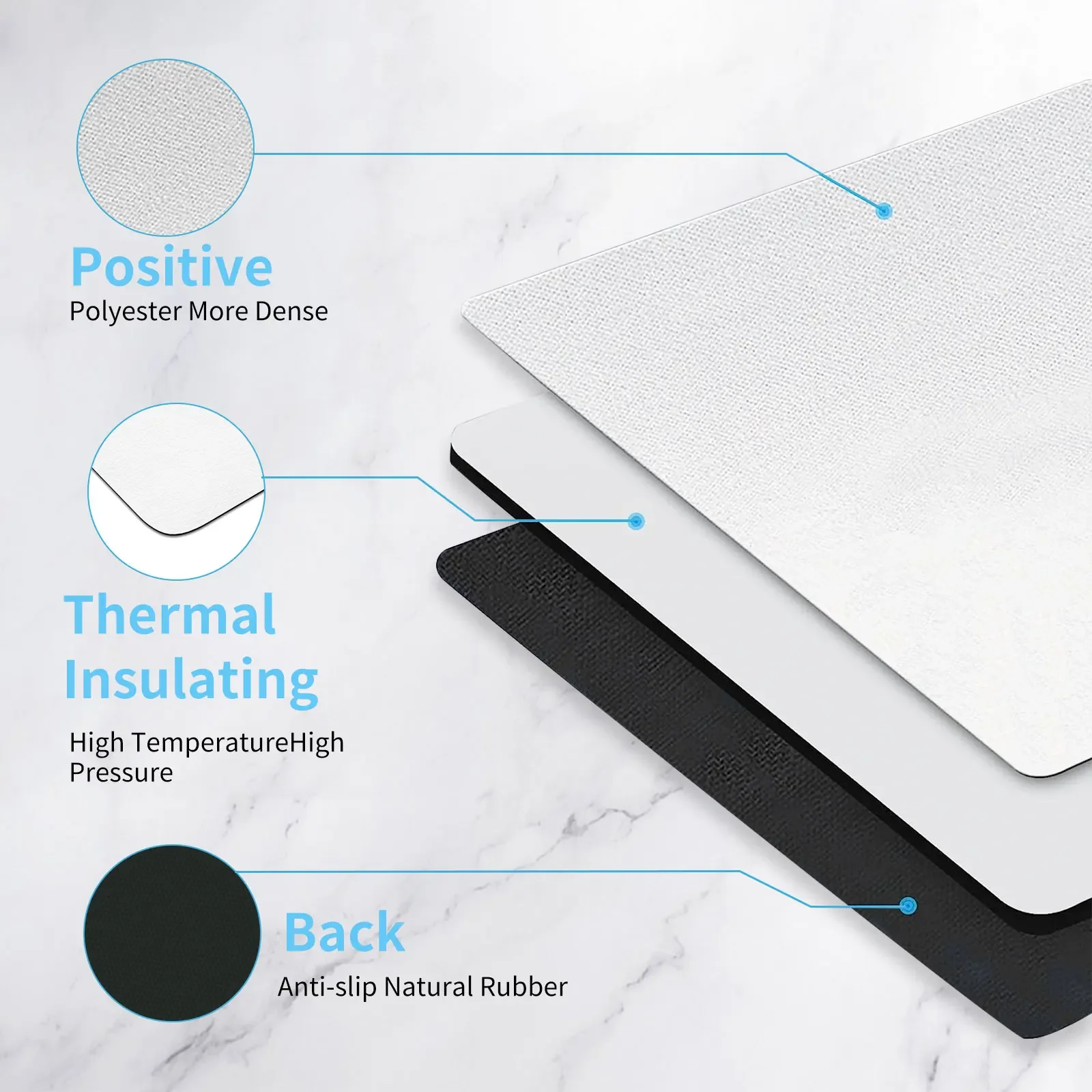 마우스 매트 컴퓨터 데스크탑 고무 패드, 마우스 승화 블랭크 게임용 흰색 노트북 용품, 180x220x3mm, 로트당 10 개