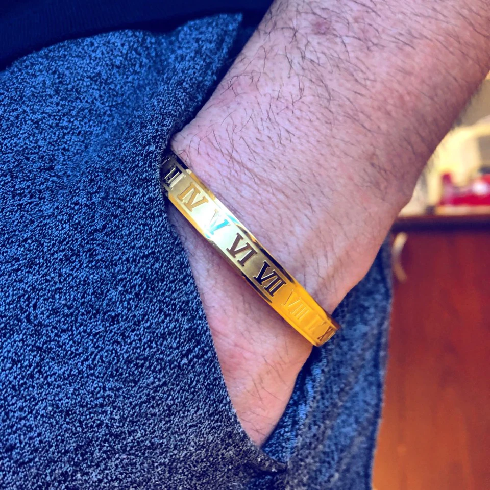 Men And Women Stainless Steel Rose Gold Color Couples Bracelet Carving Roman Numeral Lover Cuff Bracelet Bangle Wedding Jewelry bangle bracelet,stainless steel bracelet