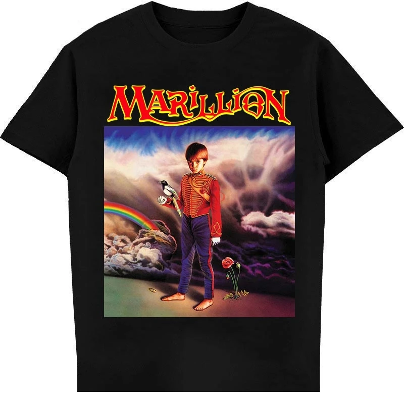 

Черная футболка Marillion с затрудненным детством, стильная рок-флегон