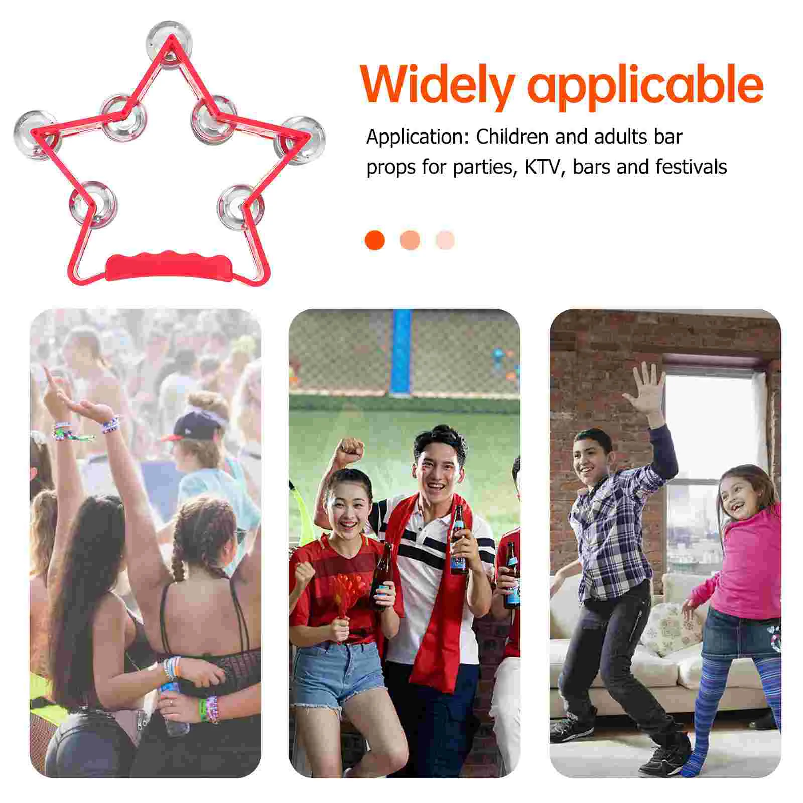 Orff Tambourine Double Row Hand Rattle Star Shape Jingles Karaoke Performance Party Free Style Dance Kids Adult