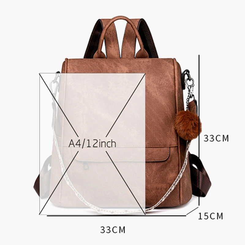 Women Backpack Purse PU Leather Anti-theft Casual Shoulder Bag Fashion Ladies Satchel Bags 6