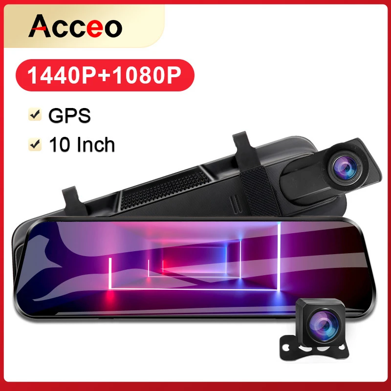 Acceo A37 Car Dvr 10.0 Inch Rear View Mirror 2K Dash Cam 1080P Car Camera With Rear View Camera Video Recorder Registrar Dvrs dvr dash camera