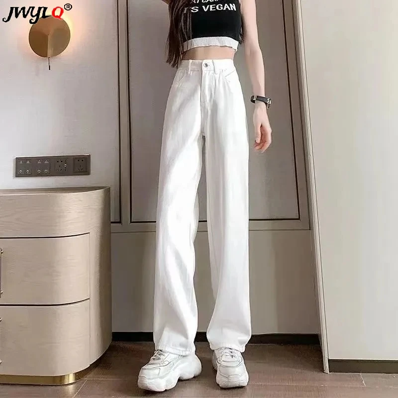 

Oversized 5xl High Waist Baggy Straight Denim Pants 2023 Korean Streetwear Vaqueros Denim Trousers Solid Color All-match Pants