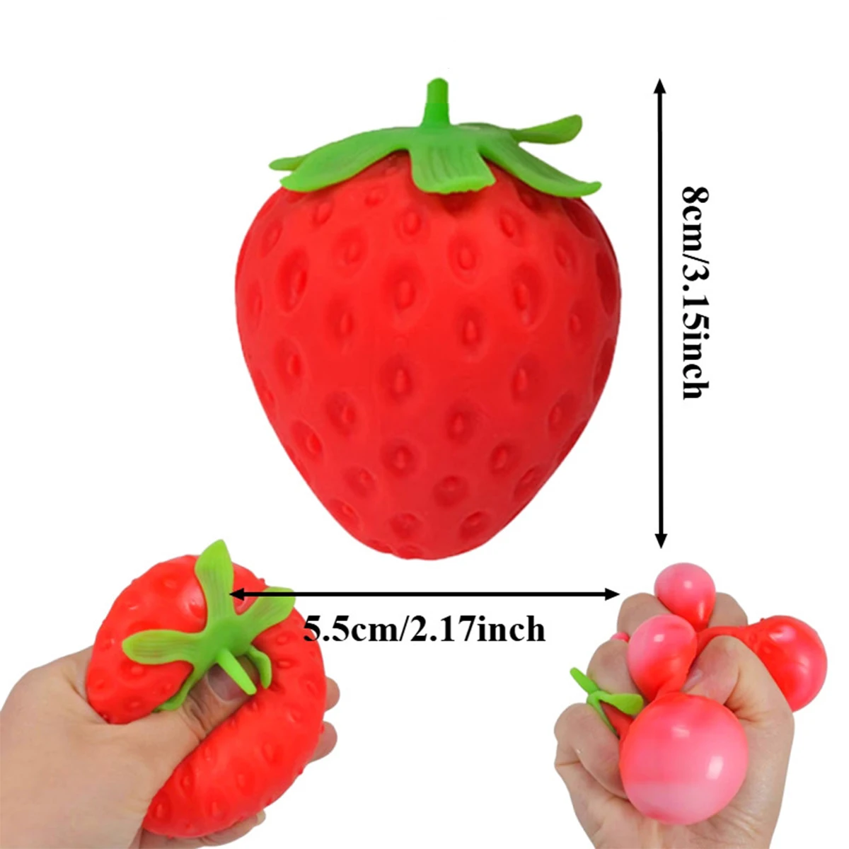Set of 1/4 Fruit-Themed Squishy Stress Relief Toys - Cheese, Strawberry, and Peanut Shapes, Perfect