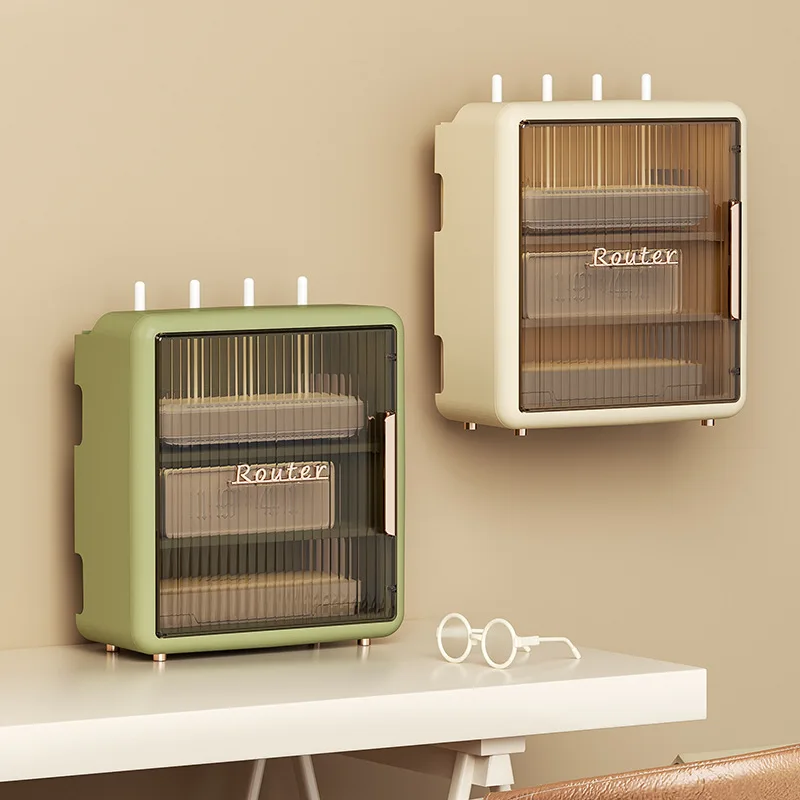 

Router Storage Box Shelf Wall Mounted Wifi Organizer Box Punch-Free Socket Box Set-Top Box Organizer Box Living Room Storage