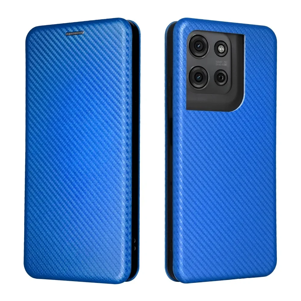 Sleek Magnetic Closure Carbon Fiber Leather Wallet Case