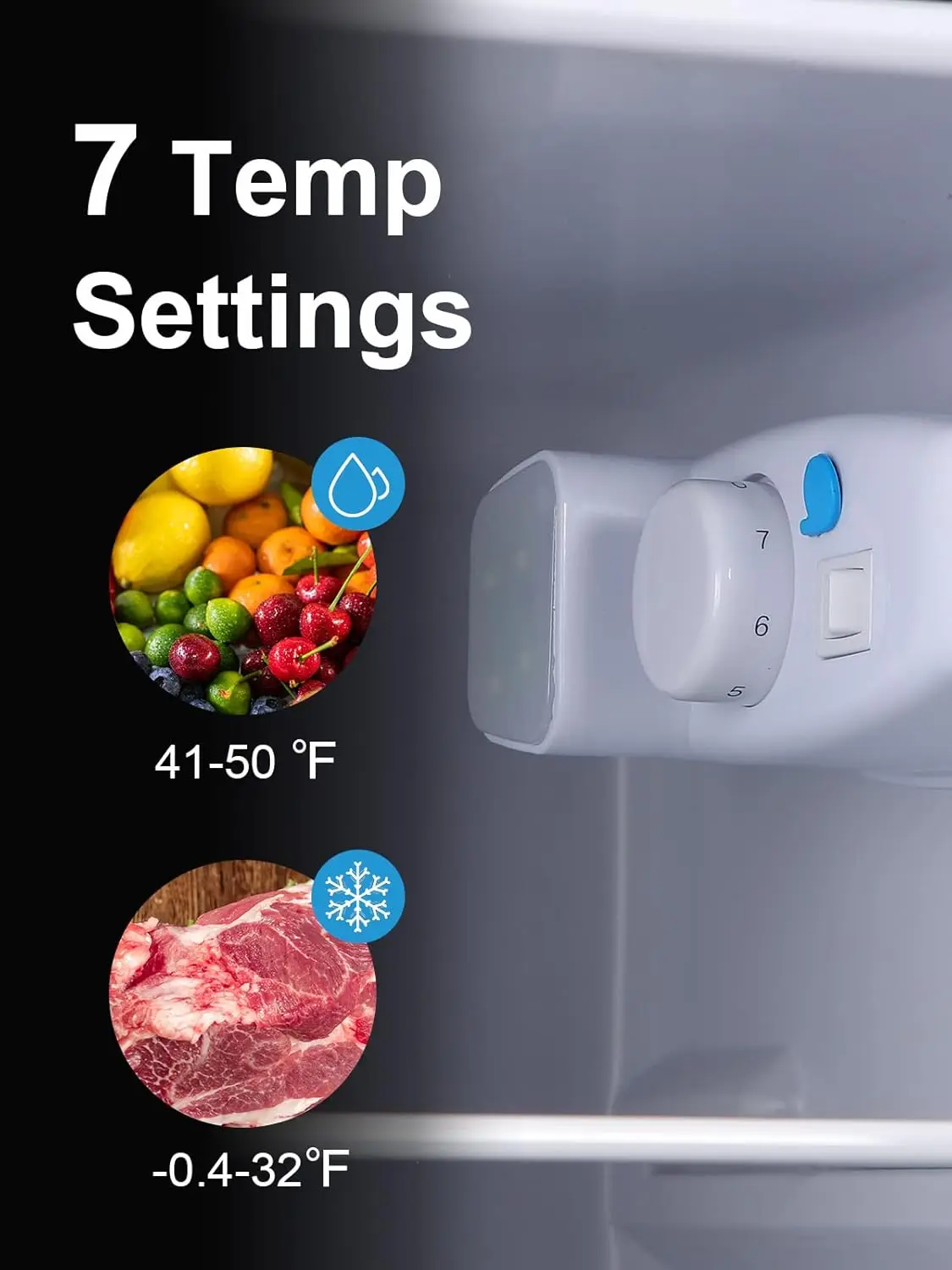 3.5 Cu.Ft Refrigerator 2 Door 7 Level Adjustable Thermostat Control Top-Freezer Refrigerator Lock Fresh Energy Saving Black