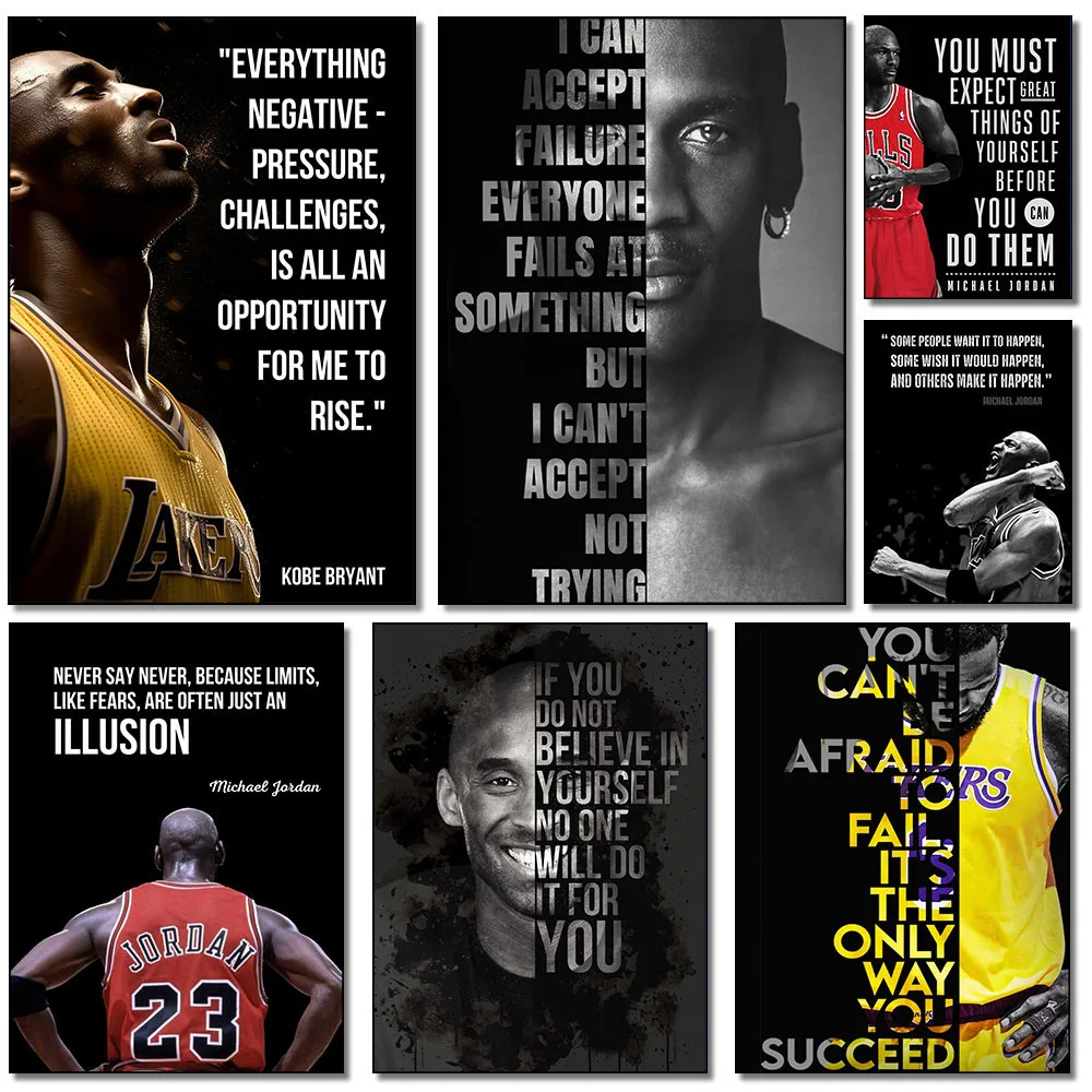 Michael Jordan Kobe Motivational Basket Poster E Stampe Legend Championship Star Canvas Painting Sport Wall Art Home Decor