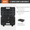 Hi-Spec 35PCS 1/2" Impact Short &Long Socket Set 8-32mm For 1/2 Air Cannon Wrench Pneumatic Long Socket Nut Driver Bit Set 5