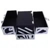 SM-2176  Zebra Aluminum Makeup Train Case Jewelry Box Cosmetic Organizer with Mirror - 9x6x6 3