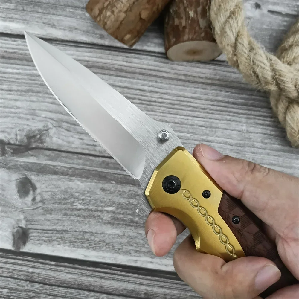 Brass & Wood Folding Pocket Knife 4