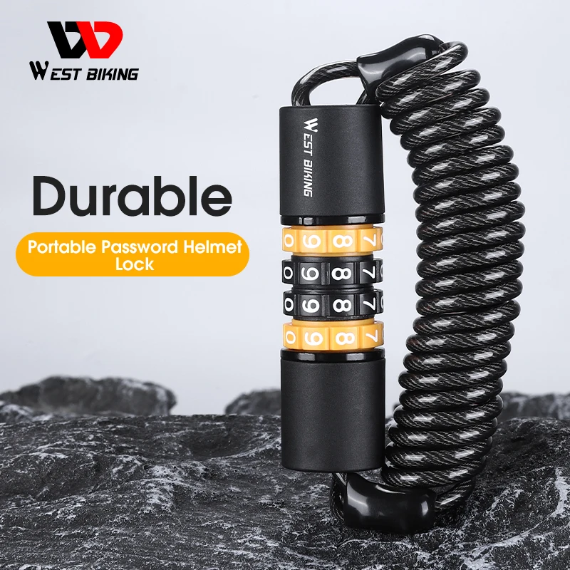 

WEST BIKING Bicycle Helmet Lock Portable Safety Password Wire Rope Lock Mountain Backpack Anti-theft Steel Scooter Cycling Lock