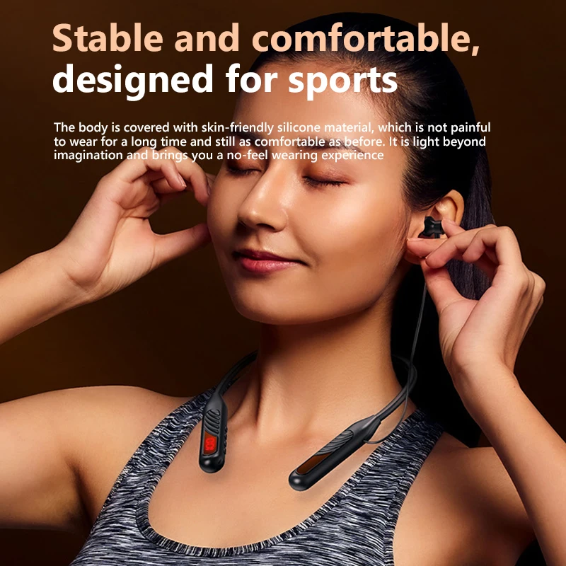 Wireless Bluetooth Headset BT-8 Sports Neck Type Insert SD Card HIFI Sound Quality Display Power Noise Reduction Neck Headset 2