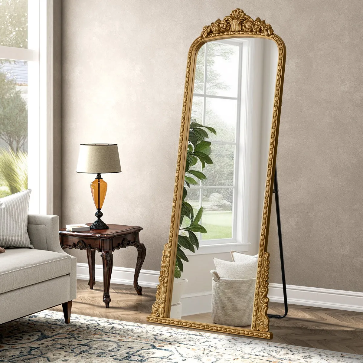 SHYFOY 70.8" Antique Gold Arch Mirror 2