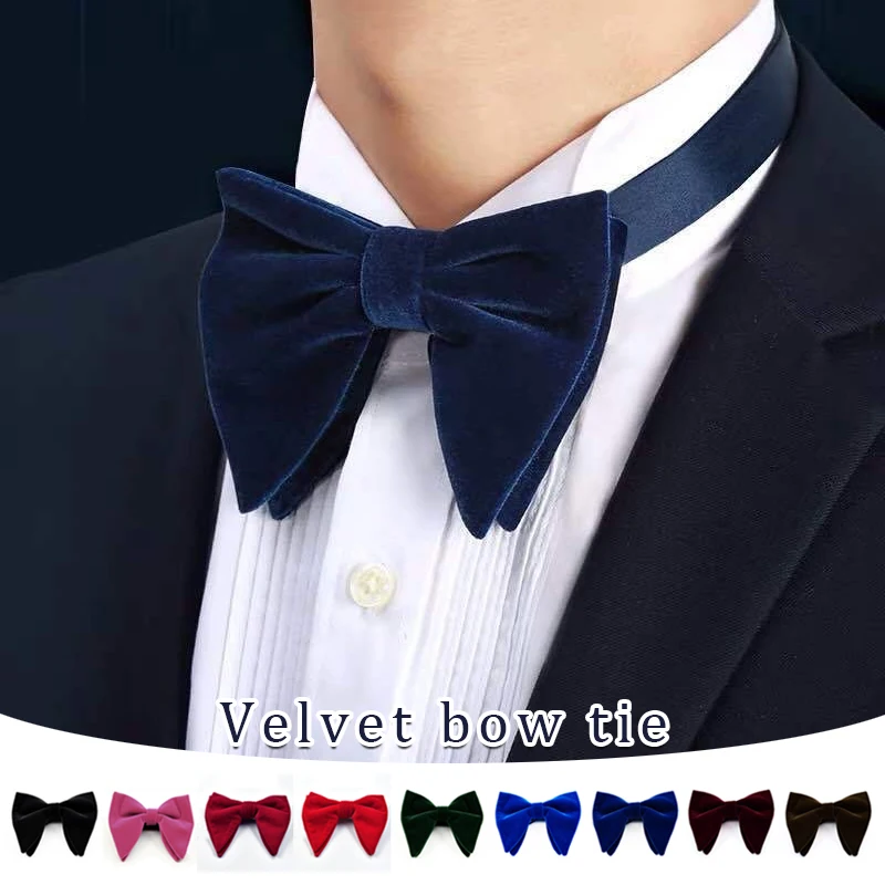 

Fashion Men's Velvet Vintage Bowties Tie Accessories Groom Wedding Party Tuxedo Adjustable Solid Color Necktie Bow Tie Formal