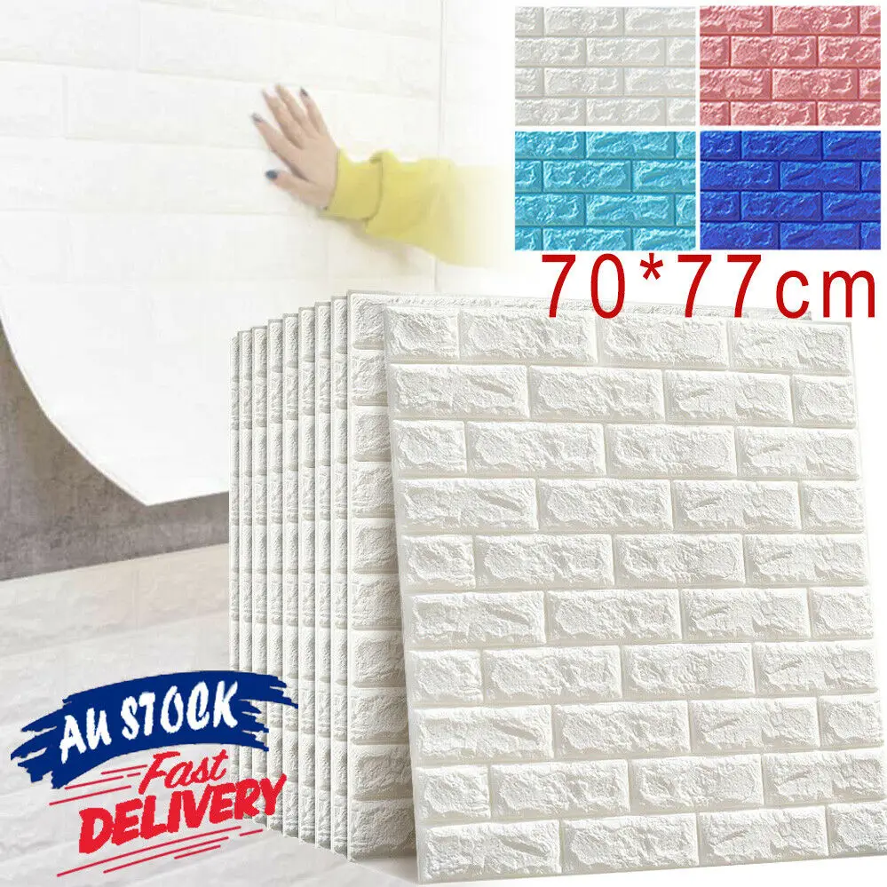 

Mural Marble White 3D Wall Paper Panel Brick Stickers Adhesive Decal Home
