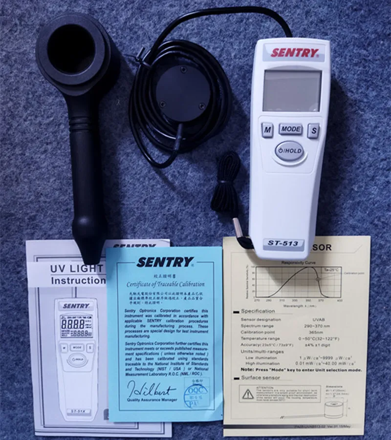 ST-513 UV Radiometers Digital UltraViolet Tester Portable UVAB Meter 20 Points Memory For Radiometry and Laboratory 6