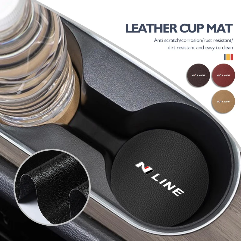 Universal Car Coaster Anti-Slip Mats Water Cup Drink Pads For Hyundai N LINE i30 i20 Sonata Accent Tucson Elantra Azera