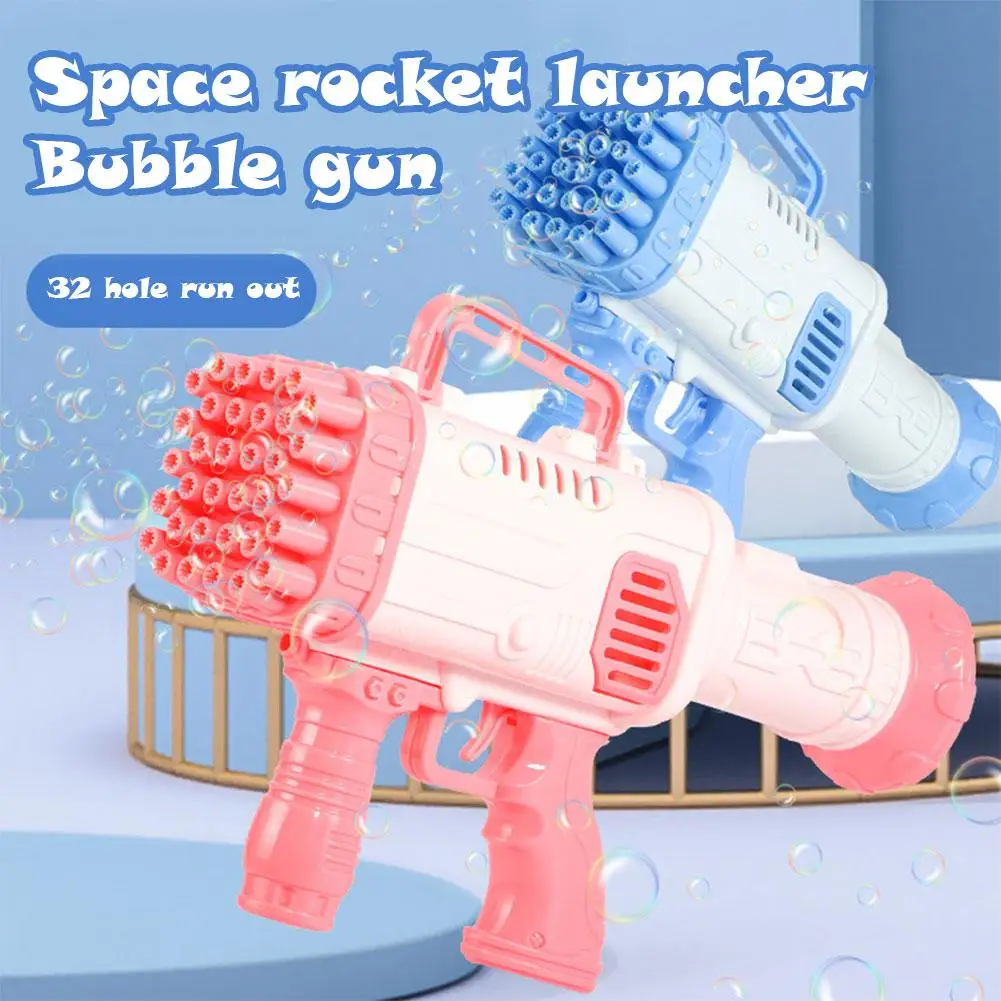 

32 Holes Children Bubble Gun Toys LED Light Electric Automatic Soap Bubbles Machine For Kids Outdoor Toys Gifts Water Toys S3S6