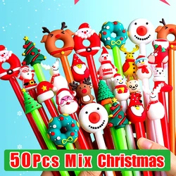50Pcs/Lot Cute Christmas Gel Pen 0.5mm Black Ink Kawaii Christmas Tree Santa Gift Box Netural Pens Kids School Office Stationery