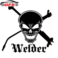

Interesting Skull and Cross Tools Welder Car Stickers Decals Styling Funny Decorative for Window PVC17*16cm