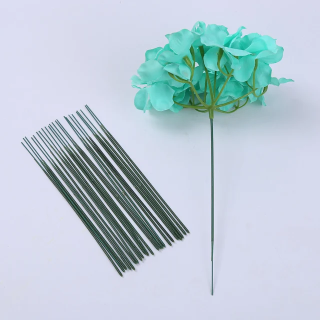 Tige de fleur en fer plaqué plastique, 50/200/500 pièces, pour hortensia artificielle Rose, tige de bâton de tête de fleur de 6.69 pouces, accessoire de décoration de mariage 4