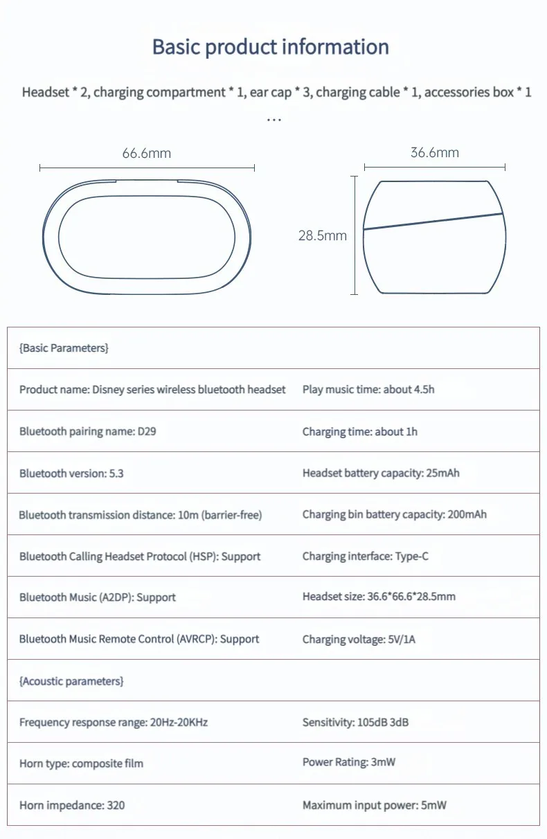 De Ouvido Sem Fio Bluetooth D29 Stereo