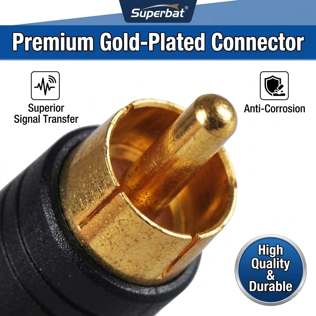 Superbat RCA Male to 3.5mm Stereo Female Audio Video Converter Adapter RF Connector for Home Theater And Ente0rtainment Systems