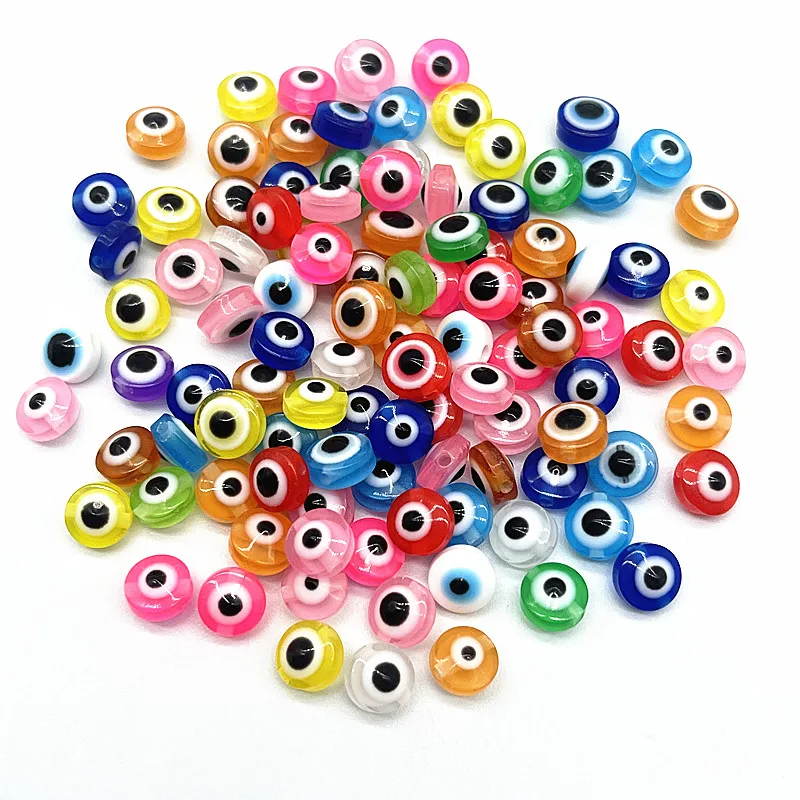 

Hot 50pcs/lot 6mm 8mm 10mm Oval Beads Evil Eye Resin Spacer Beads for Jewelry Making DIY Handmade Earring Bracelet Accessories